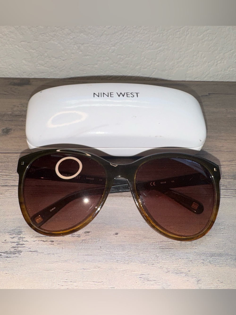 Nine West Olive Brown Gradient Oversized Sunglasses